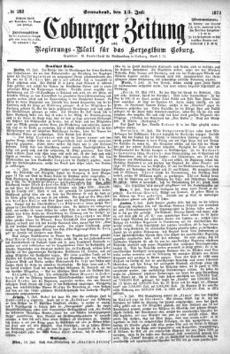 Coburger Zeitung Samstag 13. Juli 1872