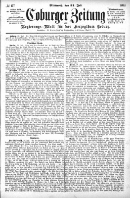 Coburger Zeitung Mittwoch 31. Juli 1872