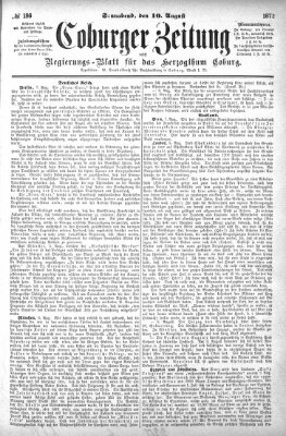 Coburger Zeitung Samstag 10. August 1872