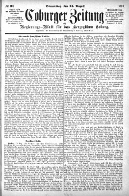 Coburger Zeitung Donnerstag 15. August 1872