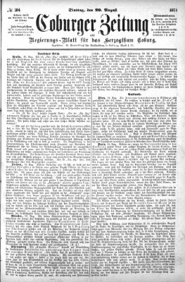 Coburger Zeitung Dienstag 20. August 1872