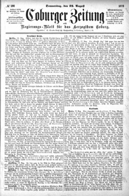 Coburger Zeitung Donnerstag 22. August 1872