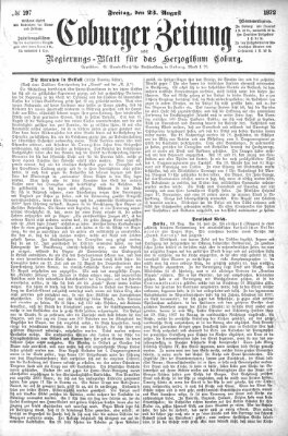 Coburger Zeitung Freitag 23. August 1872