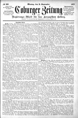 Coburger Zeitung Montag 2. September 1872