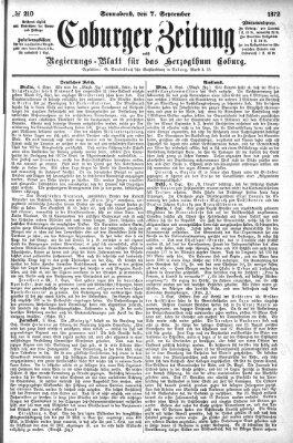 Coburger Zeitung Samstag 7. September 1872