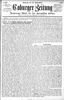 Coburger Zeitung Dienstag 17. September 1872