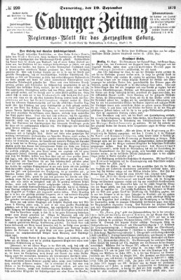 Coburger Zeitung Donnerstag 19. September 1872