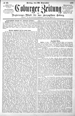 Coburger Zeitung Freitag 20. September 1872