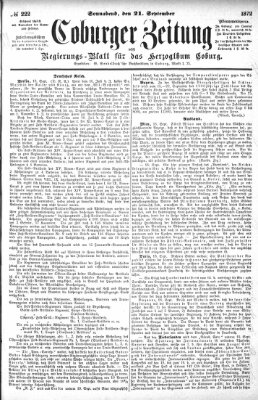 Coburger Zeitung Samstag 21. September 1872