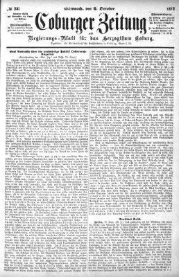 Coburger Zeitung Mittwoch 2. Oktober 1872