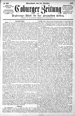 Coburger Zeitung Samstag 12. Oktober 1872