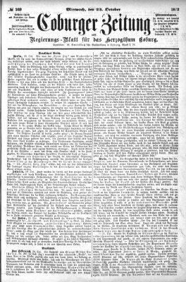 Coburger Zeitung Mittwoch 23. Oktober 1872