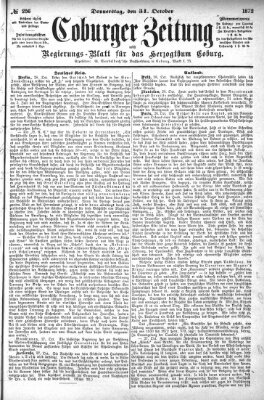 Coburger Zeitung Donnerstag 31. Oktober 1872