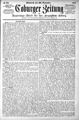 Coburger Zeitung Mittwoch 20. November 1872