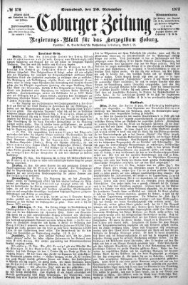 Coburger Zeitung Samstag 23. November 1872