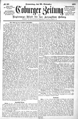 Coburger Zeitung Donnerstag 28. November 1872