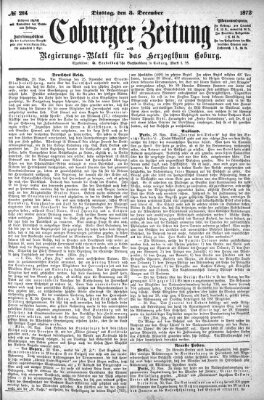 Coburger Zeitung Dienstag 3. Dezember 1872