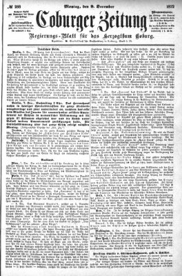 Coburger Zeitung Montag 9. Dezember 1872