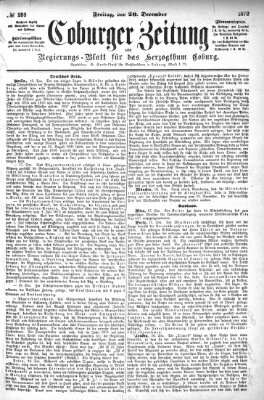 Coburger Zeitung Freitag 20. Dezember 1872