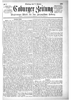 Coburger Zeitung Dienstag 7. Januar 1873