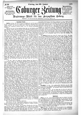 Coburger Zeitung Dienstag 28. Januar 1873