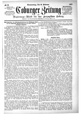 Coburger Zeitung Donnerstag 6. Februar 1873