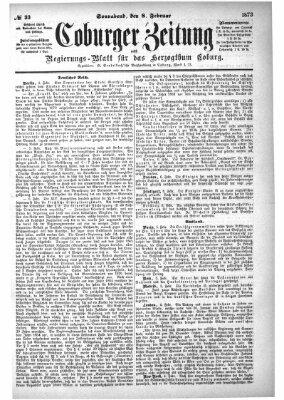 Coburger Zeitung Samstag 8. Februar 1873