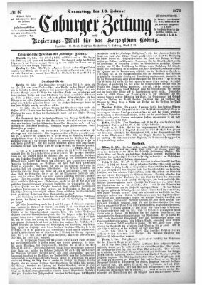 Coburger Zeitung Donnerstag 13. Februar 1873