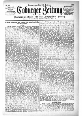 Coburger Zeitung Donnerstag 20. Februar 1873