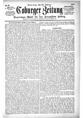 Coburger Zeitung Donnerstag 27. Februar 1873