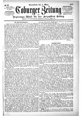 Coburger Zeitung Samstag 1. März 1873