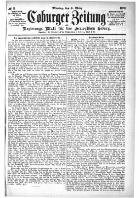 Coburger Zeitung Montag 3. März 1873