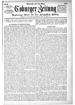 Coburger Zeitung Mittwoch 12. März 1873