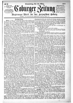 Coburger Zeitung Donnerstag 13. März 1873