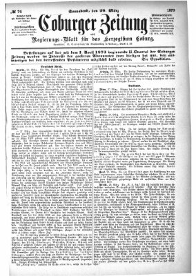 Coburger Zeitung Samstag 29. März 1873