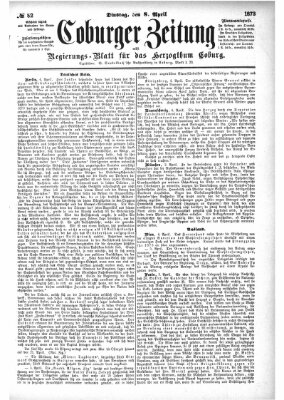 Coburger Zeitung Dienstag 8. April 1873