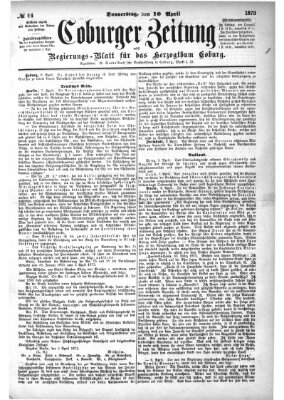 Coburger Zeitung Donnerstag 10. April 1873