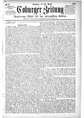 Coburger Zeitung Dienstag 15. April 1873