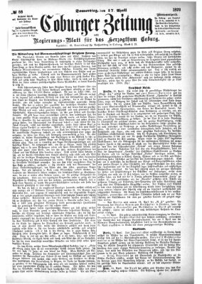 Coburger Zeitung Donnerstag 17. April 1873