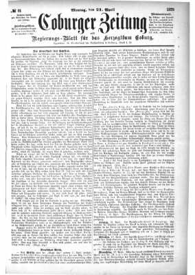 Coburger Zeitung Montag 21. April 1873