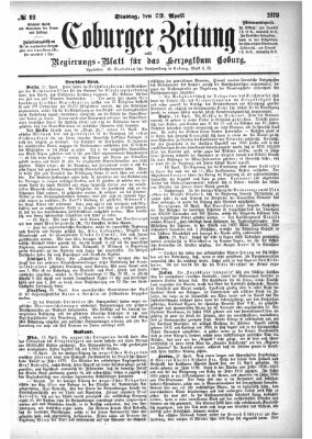 Coburger Zeitung Dienstag 22. April 1873