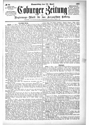 Coburger Zeitung Donnerstag 24. April 1873