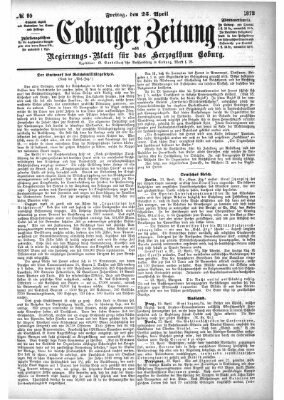 Coburger Zeitung Freitag 25. April 1873