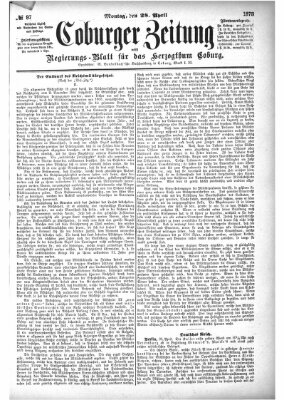 Coburger Zeitung Montag 28. April 1873