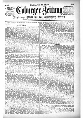 Coburger Zeitung Dienstag 29. April 1873