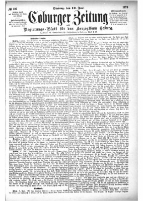 Coburger Zeitung Dienstag 10. Juni 1873