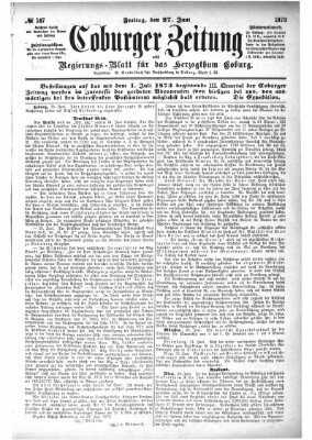 Coburger Zeitung Freitag 27. Juni 1873