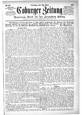 Coburger Zeitung Montag 30. Juni 1873