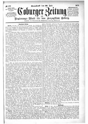 Coburger Zeitung Samstag 26. Juli 1873