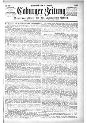 Coburger Zeitung Samstag 2. August 1873